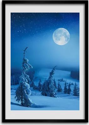 Produktbild von Bild - Bilderrahmen - 50 cm x 70 cm - MDF - Rahmen - Wandkunst Vollmond