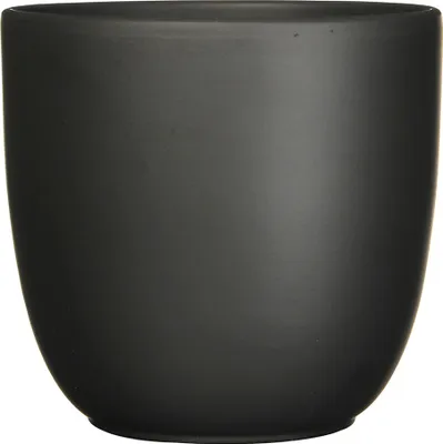 Produktbild von Blumenübertopf "Tusca" aus Keramik H 25 cm – Ø 28 cm Schwarz-Matt -  Übertopf Keramik Blumentopf Pflanztopf