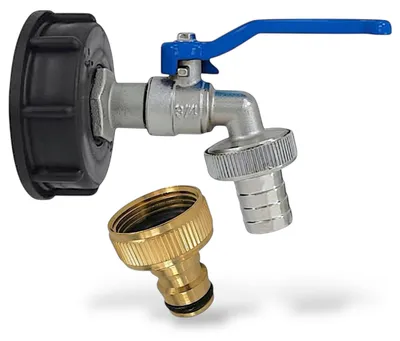 Produktbild von IBC Adapter S60 Auslaufhahn Steckkupplung Wasserhahn Blau 3/4 Zoll