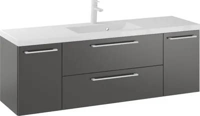 Produktbild von Rosen 140 cm Badezimmerschrank mit Waschbecken und Weißen Griffen - Zeitloses Design für Elegantes Bad