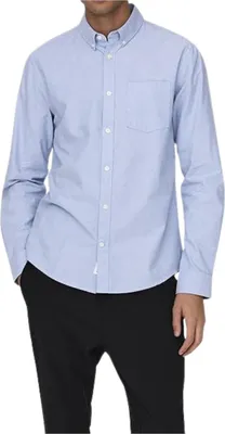 Produktbild von Only&Sons Herren Neil Life blau gestreiftes Langarm-Oxford-Hemd M