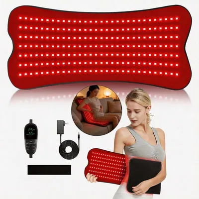 Produktbild von Rotlichtmatte 210 LEDs, 80x35cm, 660nm & 850nm, 5 Helligkeitsstufen, Timer, flexibel – für Rücken, Beine, Schultern, Knie