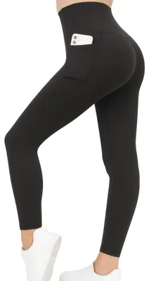 Produktbild von Leggings mit Taschen für Damen, Lange Sport Leggings, High Waist, Yoga Hose in vielen Farben, Laufhose mit hohem Komfort Anthrazit, Größe L/XL