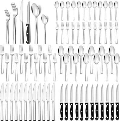 Produktbild von Besteckset 72-teilig, 12 Personen, Edelstahl, hochglanzpoliert, spülmaschinenfest, für Zuhause