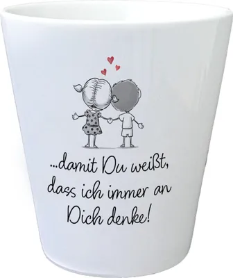 Produktbild von Verliebtes Pärchen Blumentopf mit Spruch Ich denke immer an dich