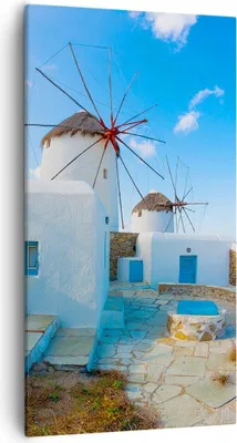 Produktbild von Bild auf Leinwand - Leinwandbild - Griechenland Insel Küste Haus - 55x100cm - Wand Bild - Wanddeko - Leinwanddruck - Bilder - Kunstdruck - Wanddekoration - Leinwand bilder - Wandkunst - PA55x100-2424