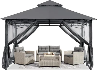 Produktbild von ABCCANOPY Pavillon 2.5x2.5m Wasserdicht Stabil Winterfest mit Netz Grau
