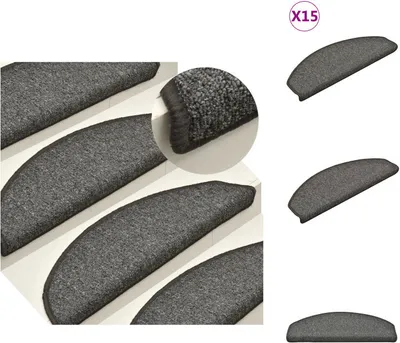 Image de vidaXL Tapis d'escalier 15 pcs. Gris foncé 65x24x4 cm - Tapis d'escalier
