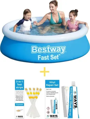 Produktbild von Bestway Pool - Fast Set - 183 x 51 cm - Inklusive 75 Teststrips und Reparaturset