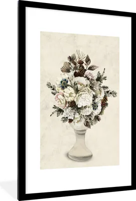 Produktbild von MuchoWow® Gerahmtes Poster Stillleben - Aquarell - Blumen 60x90 cm - Poster mit Schwarzem Bilderrahmen Wandposter Rahmen Foto Bilder - Dekoration - Wandposter Wohnzimmer - Hochwertig