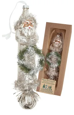 Zdjęcie produktu dla Ozdoba choinkowa Krebs Glas Lauscha - nostalgiczny Ojciec Gwiazdka - srebrna - ok. 25 cm - wykonana ze szkła