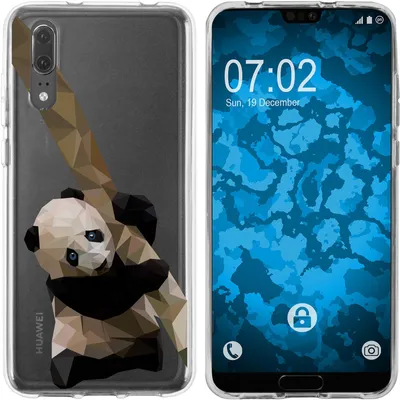Produktbild von PhoneNatic Case kompatibel mit Huawei P20 Silikon-Hülle Vektor Tiere Panda M4