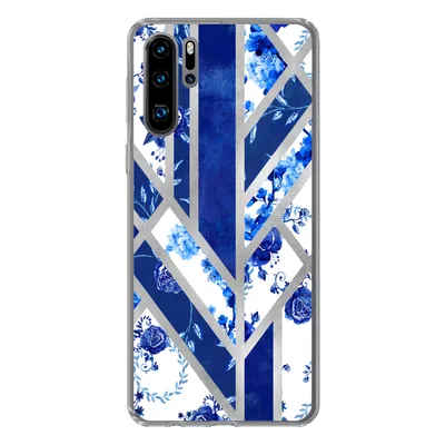 Produktbild von MuchoWow® Handyhülle Schutzhülle Hülle für Huawei P30 Pro Delfter Blau - Design - Luxus Silikon Softcase Handy Hülle - Schutzdeckel