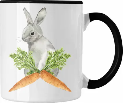 Produktbild von Trendation - Tasse Ostern Ostergeschenke Kinder Jugendliche Geschenke Lustige Grafik Osterhase Osterei Karrotte (Schwarz)