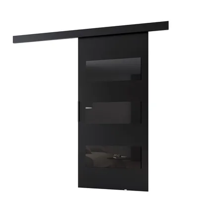 Produktbild von MINIO go for it, Schiebetür "PRIM E", Zimmertür, mit schwarzen Dekorelementen, schwarzer Griff, 106 cm, Schwarze Farbe