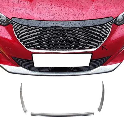 Obrázek produktu pro Lišty mřížky chladiče Lišty mřížky chladiče pro Peugeot 2008 2020-2025 nerezová ocel stříbrná 3x
