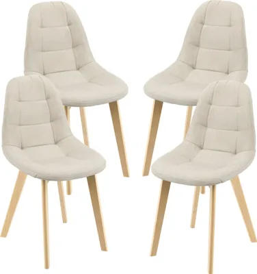 Produktbild von Esszimmerstuhl Kopparberg 4er-Set Stoffbezug Buche Wohnzimmerstuhl 86 x 53 x 47 cm Beige