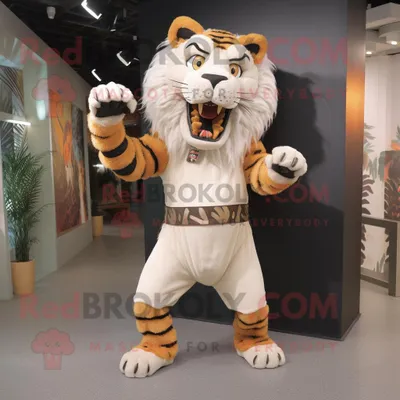 Obrázek produktu pro Postava REDBROKOLY maskota krémového šavlozubého tygra oblečená s legínami a čelenkami