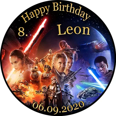 Produktbild von Tortenaufleger Fototorte Tortenbild Kindergeburtstag Star Wars SW01 (Zuckerpapier) Rund 20 cm Ø