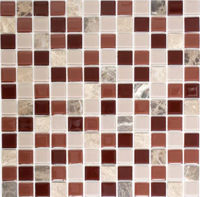 Produktbild von Mosaikfliese selbstklebend Transluzent Stein beige braun Glasmosaik Crystal Stein beige braun emperador MOS200-4M352