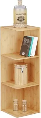 Immagine prodotto di Libreria angolare in bambù a 3 ripiani, indipendente, in legno, stile rustico cottage