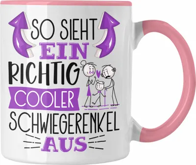 Produktbild von Trendation - Schwiegerenkel Tasse Geschenk So Sieht Ein RIchtig Cooler Schwiegerenkel Aus Geschenkidee Lustiger Spruch Geburtstag Becher Kaffeetasse (Rosa)