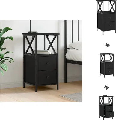 Image de vidaXL Table de chevet noire 34x35,5x70 cm Bois composite - Tables de chevet