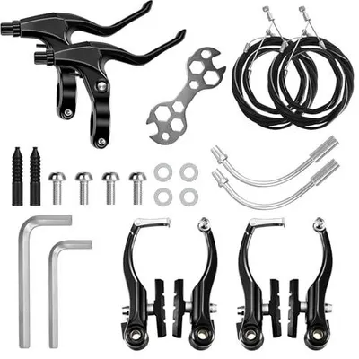 Zdjęcie produktu dla Hamulce rowerowe v brake aluminiowe kompletny zestaw czarne do rowerów