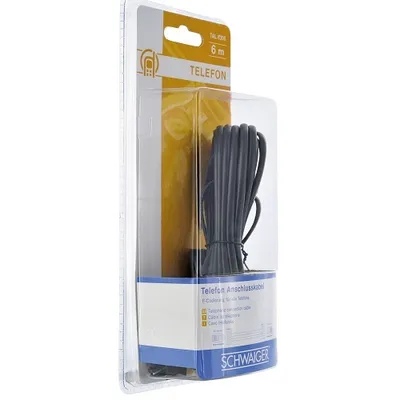 Obrázek produktu pro Schwaiger 6.0m RJ-11 - RJ-11, 6 m, RJ-11, RJ-11, Černá, Samec, Samec