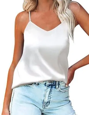 Zdjęcie produktu dla Damski podkoszulek satynowy tank top y dekolt serek rozmiar