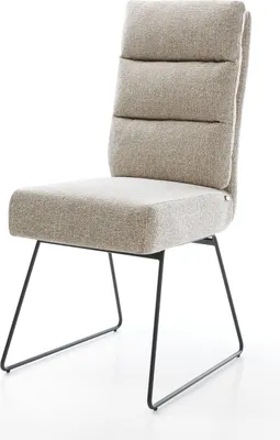 Produktbild von DELIFE Esszimmerstuhl Pela-Flex Webstoff Soft Beige Kufengestell Schwarz Taschenfederkern