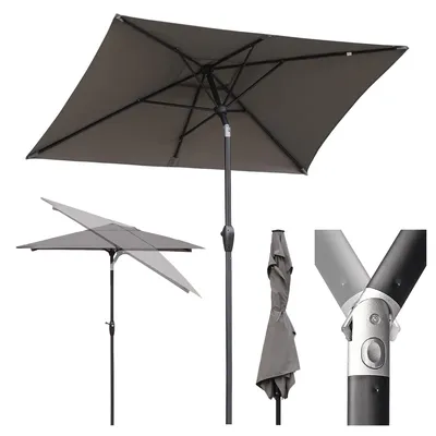 Produktbild von Sekey Sonnenschirm Balkon Gartenschirm Marktschirm  140×210 cm mit Handkurbel, aus 100% Polyester, Sonnenschutz UV50+, Braun