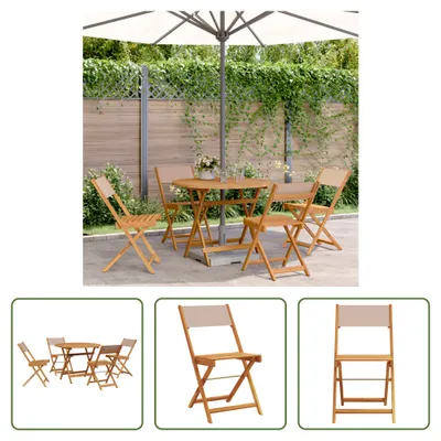 Produktbild von The Living Store 5-tlg. Garten-Essgruppe Stoff und Massivholz Taupe