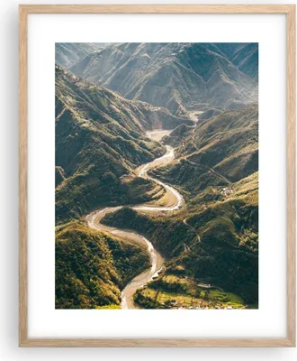 Produktbild von Gerahmtes Poster - Rahmen in heller Eiche - Berge Weg Wald - 40x50 cm - Wand Bild - Wanddeko - Wandbilder - Kunstposter - Wandposter - Bilderrahmen - Bilder - Kunstdruck - P2NPA40x50-4700