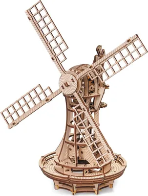 Produktbild von EWA Eco-Wood-Art - 3D-Holzpuzzle für Jugendliche und Erwachsene - WINDMÜHLE- DIY-Bausatz, Selbstmontage, kein Kleber erforderlich - 227 Stück, Natürlich
