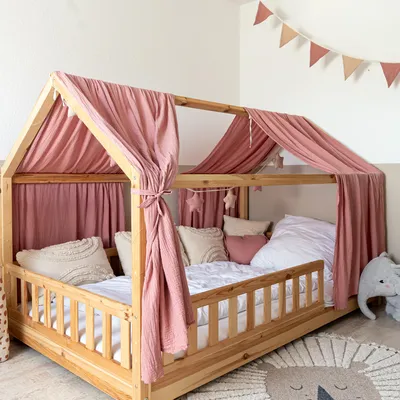 Immagine prodotto di Cielo per letto casetta 135x320 cm Rosa antico con applicazione dorata - 2 teli