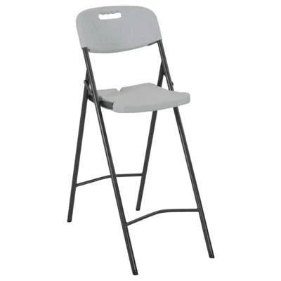 Image de vidaXL Chaises de bar pliantes 2 pcs. PEHD et acier blanc