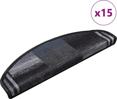 Obrázok produktu pre vidaXL Samolepiace rohože na schody 15 ks Čierna a sivá 65x21x4 cm