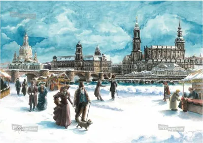 Produktbild von Adventskalender Dresden mit Augustusbrücke, Nostalgisches Motiv