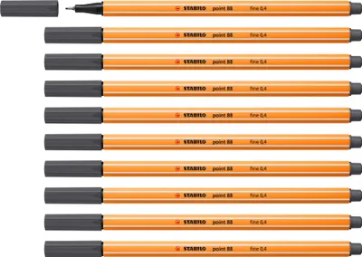 Image de Fineliner - STABILO pointe 88 - paquet de 10 - noir gris