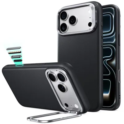 Obrázok produktu pre Puzdro na telefón iPhone 18 Pro / 17 Pro, značka ESR Atelier, s integrovaným stojanom a technológiou MagSafe, čierna farba