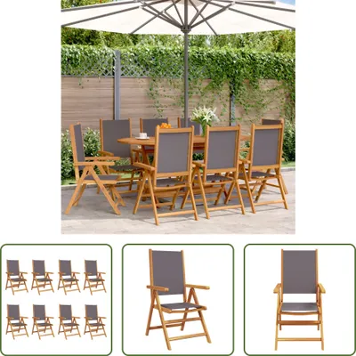 Image de The Living Store Chaise de jardin Réglable 8 pcs. Anthracite Tissu et bois massif