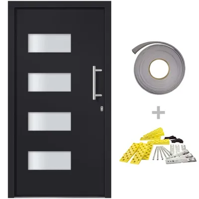 Immagine prodotto di vidaXL Porta d'ingresso in alluminio e PVC, antracite, 110x210 cm