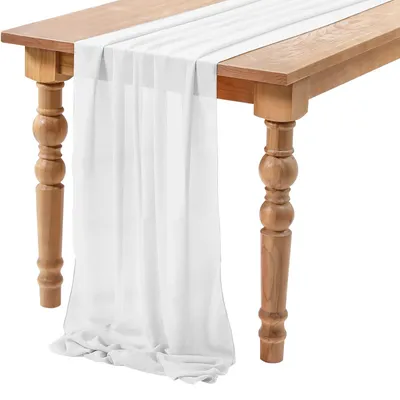 Imagen del producto de Mantel individual de gasa, blanco, 71 x 304 cm, ideal para decoración de bodas y eventos