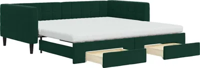 Obrázok produktu pre vidaXL Rozkladacia posteľ so zásuvkami Tmavo zelená 100x200 cm Velvet
