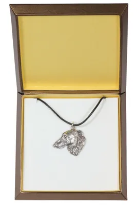 Produktbild von Barsoi, Russischer Jagdwindhund, Barzaia - Hundehalsband in Geschenkbox, versilbertes Medaillon für Hundefans, markanter Anhänger der Marke Art-Dog