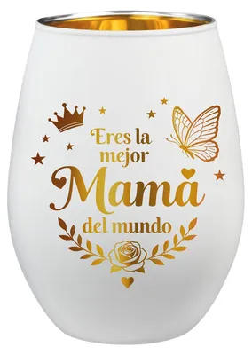 Windlicht mit Gravur für Mama, 11,7 x 8,5 cm, weiß