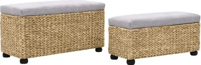 Produktbild von vidaXL Sitzbank-Set 2-tlg. Seegras Grau