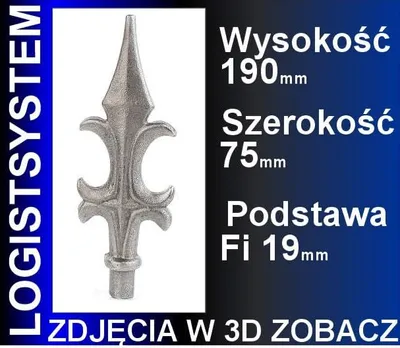 Produktbild von LogistSystem 1 Stück Zierspitze Metall - 190x75mm (HxB) / Basis: ∅ 19 Zaundekoration 40.099