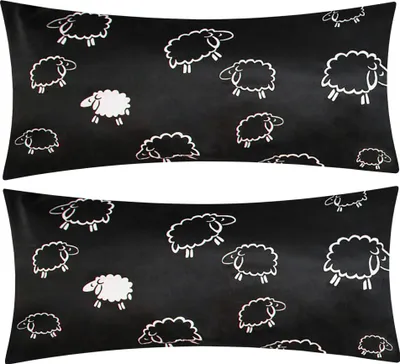 Produktbild von Baumwoll Renforcé Kissenbezug - 2er Set in 40x80cm - Schafe Lämmer - Kopfkissen-Bezug, Kissenhülle, Dekokissenbezug aus 100% Baumwolle (Schafe Schwarz/Weiß 99/1)